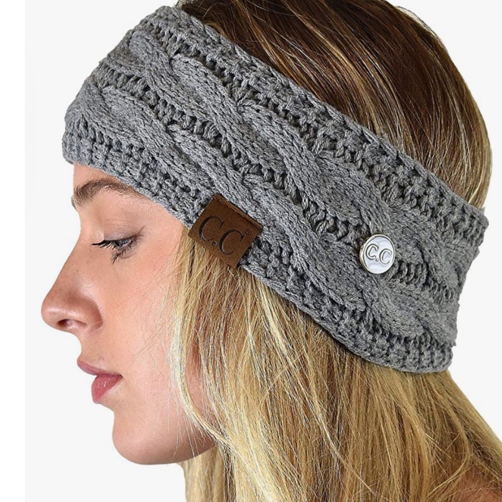 C.C. Button Headband Headwrap in Grey NWT